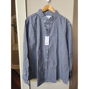 Goodfellow Shirt Mens XXL Black White Plaid Check Long Sleeve Button Down NWT